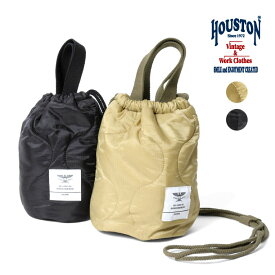 HOUSTON / ヒューストン 6843 QUILTING EFECT BAG / キルティングエフェクトバッグ -全2色- メンズ レディース 男女兼用 手提げ袋 ショルダーバッグ ロゴ 肩掛けバッグ 巾着 2WAY MILITARY ミリタリー[6843]
