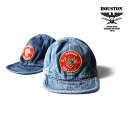 HOUSTON/ヒューストン 6892 PATCH DENIM ARMY CAP(TIGER) /パッチデニム アーミーキャップ -全2色　アメカジ ミリタリー 帽子 藍染 ウォッシュ加工 コットン メンズ レディース 深め 無地 シンプル ヴィンテージ ビンテージ インディゴ[6892]