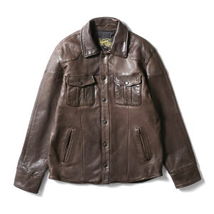 HOUSTON / �q���[�X�g�� 8223 LEATHER WESTERN SHIRT JACKET / ���U�[�E�G�X�^���V���c�W���P�b�g -�S2�F- �v�W���� �A���J�W �~���^���[ MILITARY �����Y �傫���T�C�Y[8223]
