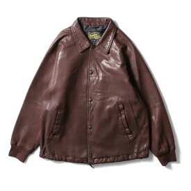 HOUSTON / ヒューストン 8237 LEATHER COACH JACKET / レザーコーチジャケット -全2色- 革ジャン アメカジ ミリタリー MILITARY メンズ 大きいサイズ シンプル [8237]
