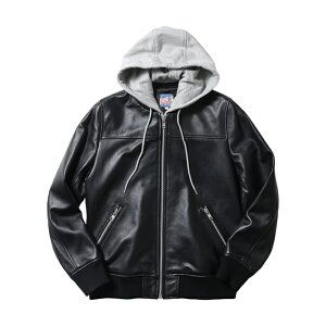 HOUSTON woman / �q���[�X�g�� �E�[�}�� 8003W LEATHER HOODIE JACKET / ���U�[�t�[�f�B�[�W���P�b�g -�S1�F- ���n ���O���\ ���f�B�[�X �o�C�J�[ �v�W���� �r�v �V�[�v���U�[ 2WAY ���b�N ���B���e�[�W 