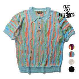 UNIVERD72 / ユニバード72 22095 3D SUMMER KNIT POLO SHIRT / 3Dサマーニット ポロシャツ -全4色- ジャガード 立体 ピンタック カラフル 襟 メンズ ヴィンテージ ミリタリー カジュアル アメカジ [22095]