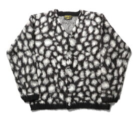 UNIVERD72 / ユニバード 22137 MOHAIR TOUCH CARDIGAN (LEOPARD) / モヘアタッチ起毛カーディガン (レオパード) -全3色- 長袖 ニット ジャガード ヒョウ柄 大きいサイズ Vネック メンズ 羽織り ルーズ シンプル ガーターリブ 貝調ボタン [22137]