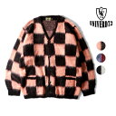 UNIVERD72 / ユニバード72 22330 MOHAIR TOUCH CARDIGAN(CHECKERD FLAG) / モヘアタッチ起毛カーディガン -全3色- 長袖 ニット 大きいサイズ Vネック メンズ 羽織り ルーズ シンプル ポケット ボタン留め [22330]