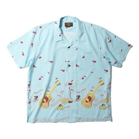 UNIVERD72 / ユニバード72 41237 POLYESTER ALOHA SHIRT (GUITER) / アロハシャツ (ギター) -全3色- 半袖シャツ アロハ メンズ 大きいサイズ ポリエステル アメカジ カジュアル [41237]