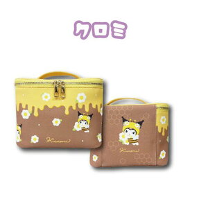 サンリオ ミラー付きバニティポーチ ミツバチ H15×W20×D20cm キティ マイメロ シナモン クロミ Sanrio 畑山商事 ミラー付き 化粧ポーチ はちみつカラー かわいい キャラクター グッズ プレゼント
