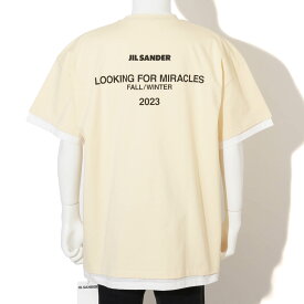 JIL SANDER ダブル レイヤー Tシャツ ジルサンダー 半袖 2枚 メンズ 男性 クリーム