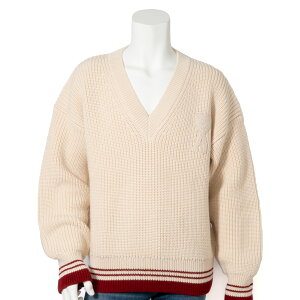 AMI Paris WHITE CREAM Ribbed V Neck Sweater A~ pX zCg N[u VlbN Z[^[ Y j fB[X  jp jZbNX