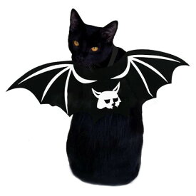 2022 ハロウィン 全猫型用 被り物 コウモリ 悪魔のウイング コスプレ コスチューム 小型犬 衣装 仮装 変身 調整可能 2色 記念撮影 (ブラック)