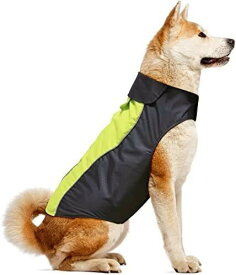 Kpuplol 犬 レインコート - 防水反射性犬服調節可能なペットジャケット、梅雨対策防雪 防風 通気 小型犬から大型犬および子犬用の軽量 (L, シャトルーズ)
