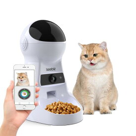 Iseebiz 自動給餌器 猫 Iseebiz 自動餌やり機 中小型犬用 ペット 定時定量 スマホ遠隔操作 1日6食 自動餌遣り器 給餌器 カメラ付き タイマー式 音声録音 カリカリマシーン wifi ios android対応 ペ