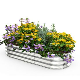 DEWEL プランター 大型プランター 亜鉛メッキ 金属製 レイズドガーデンベッド プランターボックス 家庭菜園 屋外 花 野菜用 植物 工具不要 おしゃれ (シルバー, 150x60x28cm)