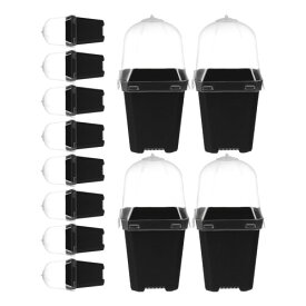 VINTORKY 12個セット プラスチック育苗ポット 蓋付き 保育園ポット 排水穴付き 軽量 ガーデニング用 植物育成ドーム 5.3X2.8X5.3インチ