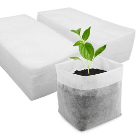 100個 不織布植木鉢、不織布育苗ポット、ポットトレイ、植木鉢、植え付け栽培バッグ、育苗バッグ、園芸用品収納バッグ、小、白