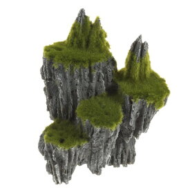 VOCOSTE アクアリウム風景山 人工 水生岩石 水槽テラリウム装飾用 グレー グリーン 15.5 cm高さ