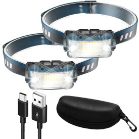 Cercano (セルカノ) ヘッドライト USB充電式 ネックライト 高輝度 USB 超広角 軽量 小型 センサー搭載 LED 防災 防水 キャンプ 登山 ハイキング 釣り (2, 青色)