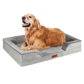 AUSCAT 犬ベッド ペットベッド クッション ふわふわ 暖かい 防寒 冷房対策 犬猫兼用 L 88x64x20cm グレー カバー洗える 滑り止め底面