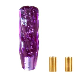 シフトノブ 200mm 汎用 パープル クリスタル バブル 八角 アダプター 3種付き (紫)