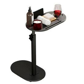 サイドテーブル 昇降式 木製 ワイングラスホルダー付き ベッドサイドテーブル 360度回転 防水 収納 高さ調節可能 ソファ横 テーブル 浴室用 おしゃれ side table