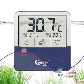 hygger デジタル水族館温度計 高温および低温アラームセンサーゲージ LCD タッチスクリーン付き 貼り付け可能な水槽温度計 海水、淡水、魚、両生類、爬虫類用