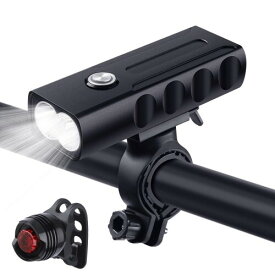 QKIFLY 自転車ライト USB充電式 LEDヘッドライト 高輝度 4モード対応 懐中電灯兼用 アルミ合金製 防水 防振