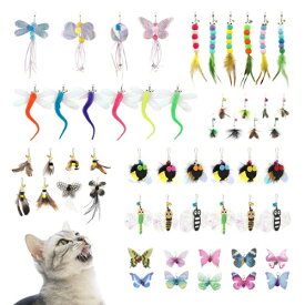 SONGWAY 猫 おもちゃ 昆虫 ねこじゃらし 飛ぶ虫 玩具 交換用52個昆虫の大集合 収納箱付き