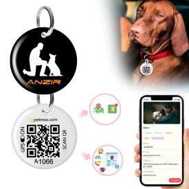 Anzir QRドッグ タグ 犬 と 猫 小型犬用 ネーム タグ と ペット タグ GPS ペット ID タグ と 犬 ID タグ と 犬 ID タグ オンライン プロファイル付き 犬 タグ パーソナライズ ペット用 (骨)