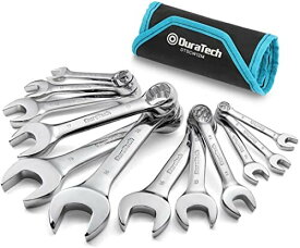 DURATECH コンビネーションレンチセット スパナセット 両口スパナ 両用ヘッド スパナ レンチセット ショート 12本組 ショートタイプ 8~19mm 自動車修理 車メンテナンス 組み立て DIY用 収納バ
