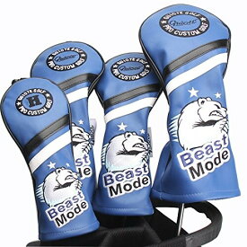 Guiote ゴルフヘッドカバー Golf head covers クラブヘッドカバー ウッドカバー ドライバー 新デザイン 交換可能な番号タグ付き(#2.#3.#4.#5.X) 4個セット