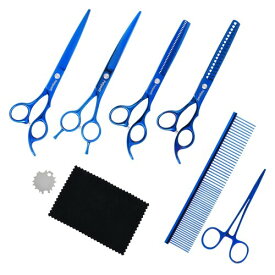 Petpost | Dog Grooming Scissor Set - Razor Sharp Pet Styling Kit with Thinning, Straight, Curved Shears & Dematting Comb - Highest Quality 6CR13 Steel Construction - 7inch Blades, 6 Piece Set