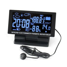 VIGORSTRENG 自動車多機能カーLCDデジタル時計電子電圧計温度計湿度計メーター天気予報