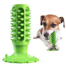 ideamall 犬用おもちゃ 噛むおもちゃ 丈夫 犬用歯ブラシ 犬の歯ブラシ 犬の噛むおもちゃ 餌入れ ブラシ (グリーン)