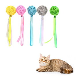FuninCrea 猫 ボール 噛むおもちゃ 麻縄 ボール ストリーマーとベルが付いた猫のおもちゃ ペットの猫はおもちゃのボールを追いかけて健康を保つために相互作用します