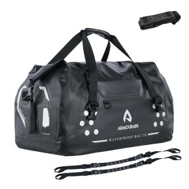 ARMOURAIN オートバイの乾燥した袋 75L の大きい防水ダッフル バッグ旅行、ボート、オートバイ、カヤックのための ダッフル トランク シート袋 (Black)