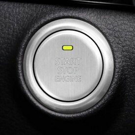 SHANGRI-LA マツダ3 Mazda3 CX-30 アルミ製 エンジン スタート ボタン カバー リング 2点セット 両面テープ付き 文字透過 内装 装飾 アクセサリー 社外品 (シルバー)