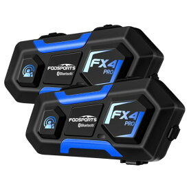 FODSPORTS バイク インカム FX4 PRO インカム 4人同時通話 バイクインカム FMラジオ聴け ユニバーサル接続 インカムバイク用Bluetooth5.0 IPX6防水 15時間以上使用可能 Hi-Fi音質 ヘルメットヘッドセ