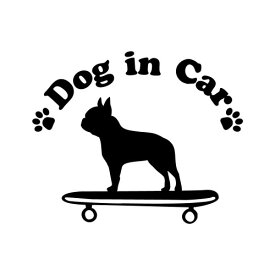 (KAIMIRU STORE) DOG IN CAR ドッグインカー 犬 イヌ カッティングステッカー 転写 車 (k-720 ボストンテリア 1 b)