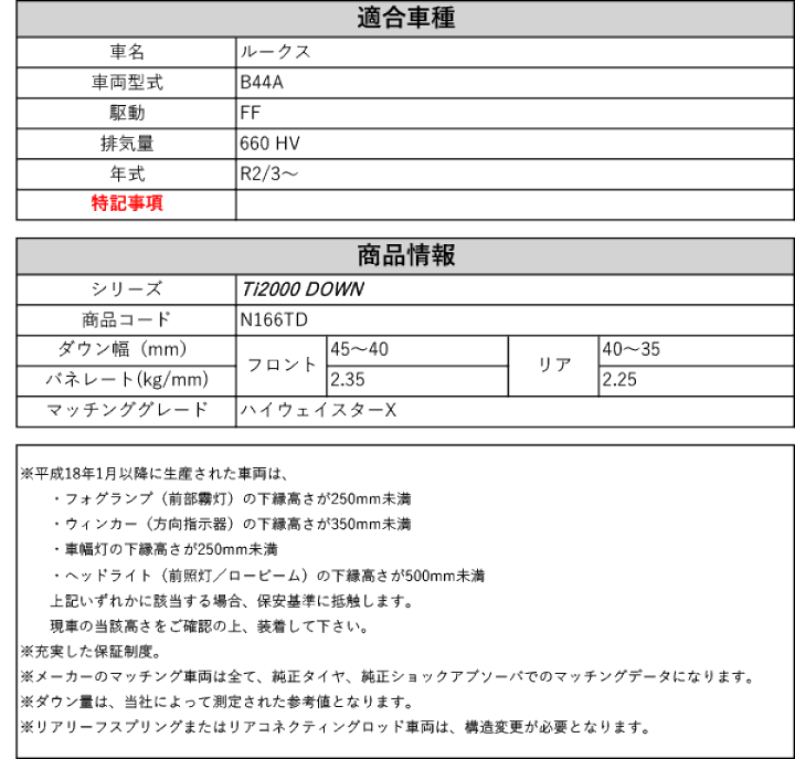 楽天市場】[RS-R_Ti2000 DOWN]B44A ルークス_ハイウェイスターX