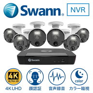 Swann NVRシステム 4K 防犯カメラ 顔認証 音声録音 6台 ＋8CH 2TB (SATA3.0 3.5インチHDD 6TB増設可) レ…