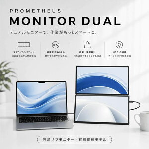 ���o�C���f���A�����j�^�[ PROMETHEUS DUAL 15.6inch���o�C���t���f���A�����j�^�[ ����p170° �O�����j�^�[ �v�����e�E�X���j�^�[ IPS�p�l���̗p PROMETHEUS MONITOR Mirroring UQ-PM15W-Q