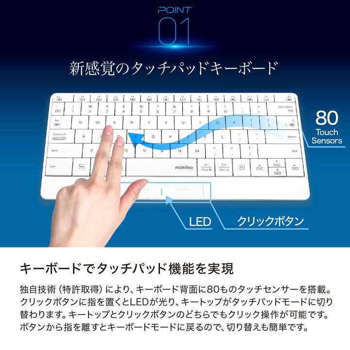 楽天市場】mokibo ワイヤレスキーボード bluetooth テンキーレス 