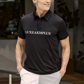 LUXEAKMPLUS リュクスエイケイエムプラス LAH-22001 ゴルフ フロントロゴ半袖ポロシャツ ブラック 2022年秋冬