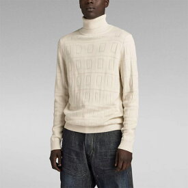 30％OFF G-STAR RAW ジースターロウ D23934-D167-G076 Table Structure Turtle Knitted Sweater Eggnog タートルネックニット レギュラーフィット セットインロングスリーブ ニット メンズ 2023年秋冬 送料無料