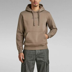 30%OFF G-STAR RAW ジースターロウ D24002-D425-273 Autograph Hooded Sweater Turf フーディ 刺繍グラフィック パーカー ブラウン ジースター レギュラーフィット カンガルーポケット メンズ 2023年秋冬 送料無料