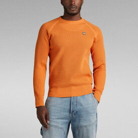 G-STAR RAW ジースターロウ D24456-D465-1018 Engineered Knitted Sweater オレンジ メンズ ニット セーター ジースター レギュラーフィット サマーニット リブ編み 2024年春夏 送料無料