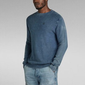 G-STAR RAW ジースターロウ D24461-D559-A587 Indigo Moss Knitted Sweater ブルー メンズ ニット セーター ジースター レギュラーフィット サマーニット リブ編み 2024年春夏 送料無料