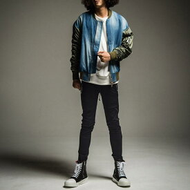 30%OFF RESOUND CLOTHING リサウンドクロージング RC22-JK-003-2 David JACKET DENIMKHAKI ドロップショルダー フライトジャケット メンズ MA-1 デニム 切替 カーキ アウター 送料無料 返品交換不可