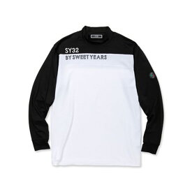 SY32 by SWEET YEARS スウィートイヤーズ SYG-23ABS10 Carvico RENEW WAVE MOCK モックネック ロングスリーブシャツ ホワイト SY32 バイカラーデザイン ハイストレッチ メンズ 2023年春夏 送料無料