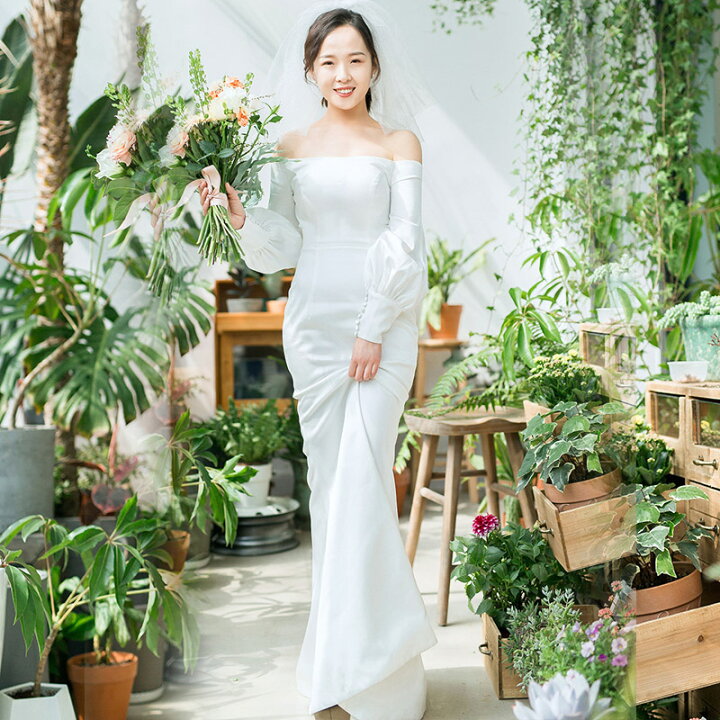 ウェディングドレス ウエディングドレス 袖あり 結婚式 前撮り 二次会  
