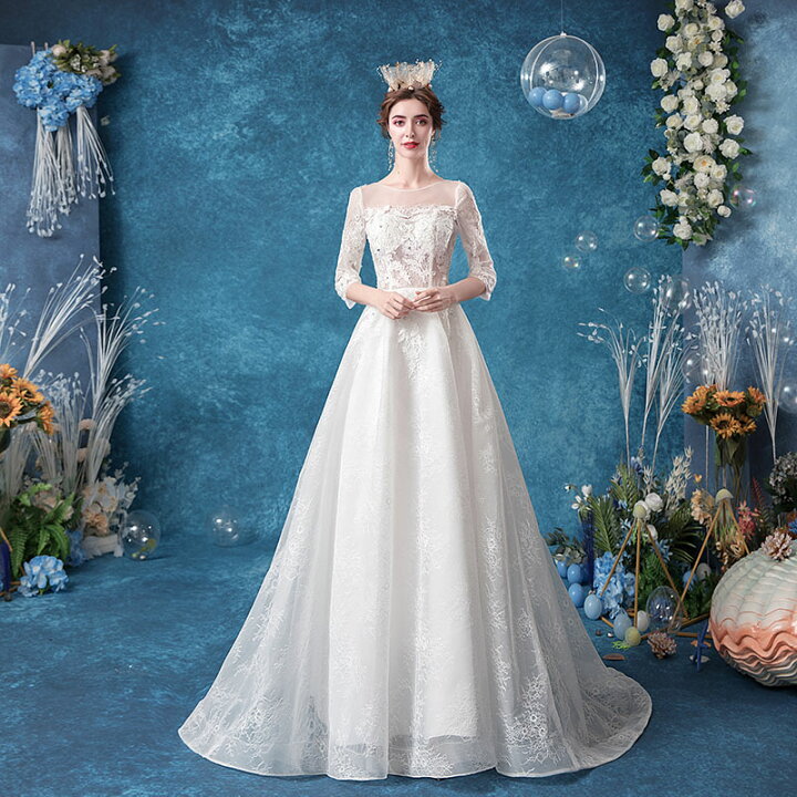 楽天市場】海外挙式 ウェディングドレス 長袖 花嫁 wedding dress 長袖 